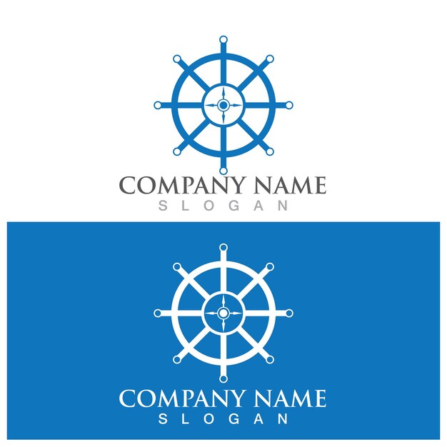 Steering ship logo and vector template