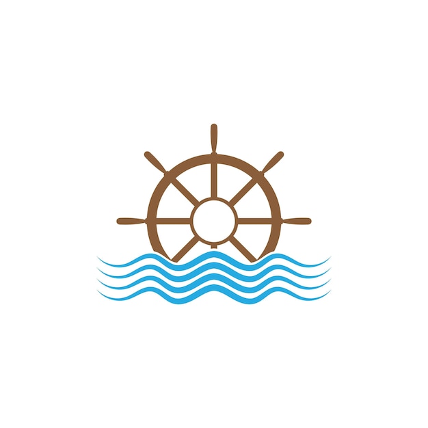 Logo della nave di guida e modello vettoriale