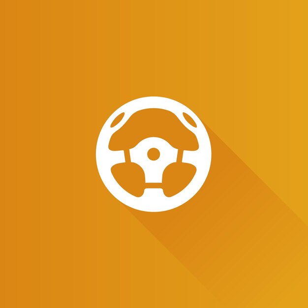 Steering wheel flat color icon long shadow vector illustration