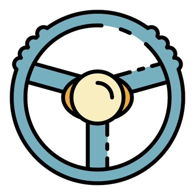 Steering wheel icon outline steering wheel vector icon color flat isolated