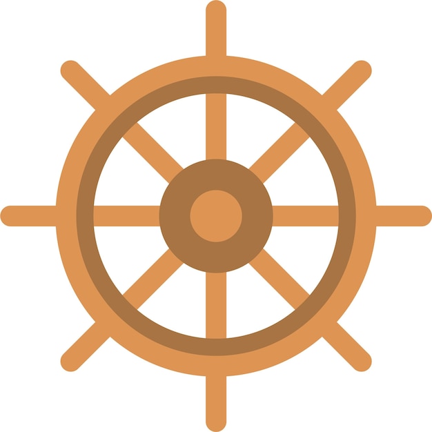 Vector steering wheel ship's helm icon in flat style