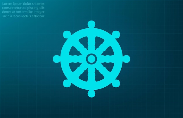 Vector steering wheel yacht symbol vector illustration on a blue background eps 10