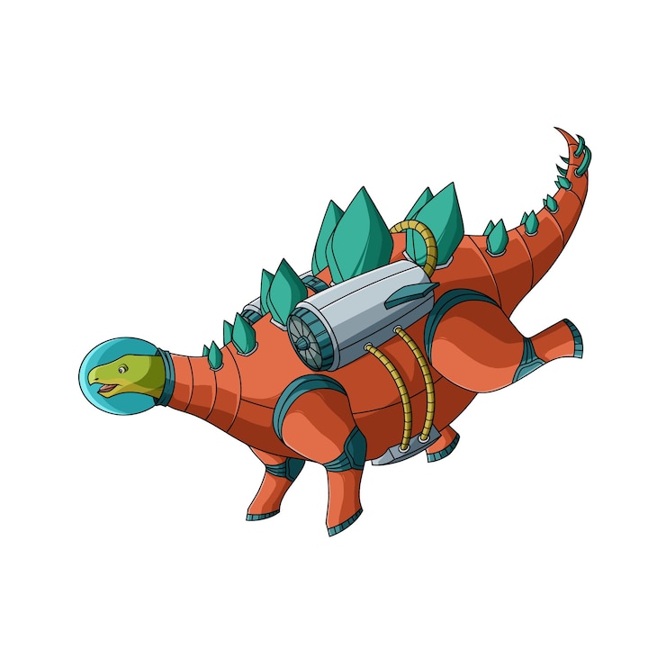 Vector stegosaurus dinosaur astronaut