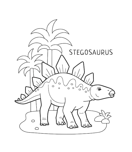 Vector stegosaurus dinosaurus kleurplaat voor kinderen