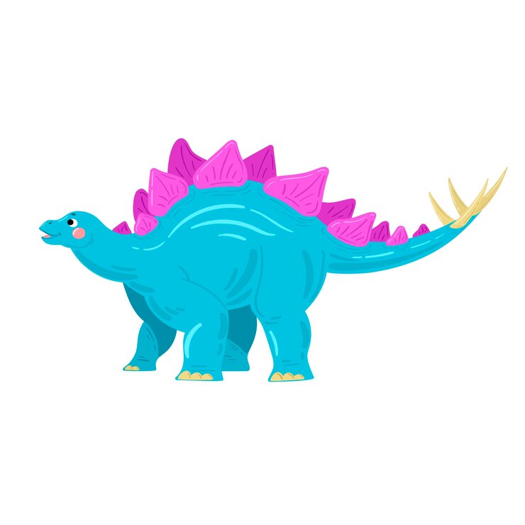 Vector stegosaurus vector illustration. blue dinosaur drawing isolated on white. dinosaur with plates