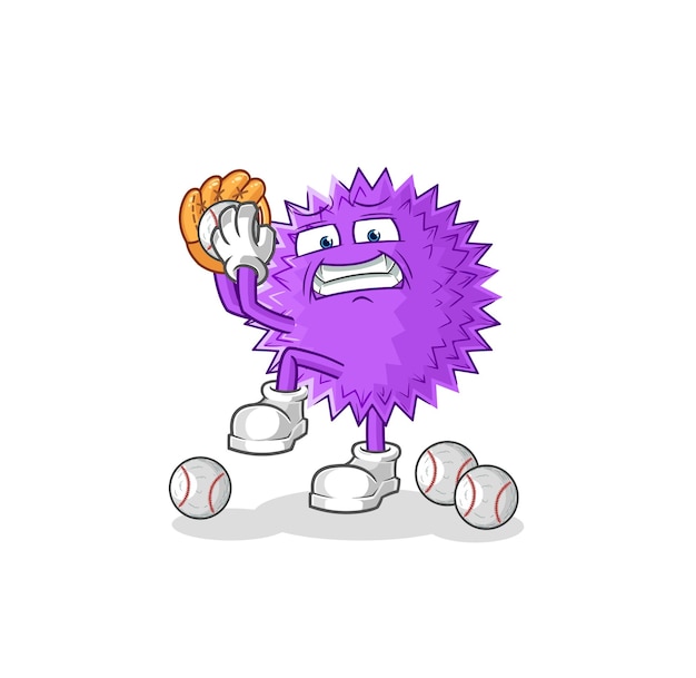 Stekelige bal honkbal werper cartoon cartoon mascotte vector