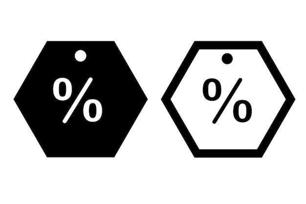 Vector stel 2 eenvoudige vector icon hexagon tag percentage in