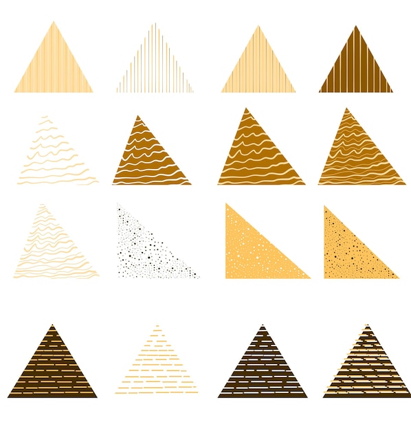 Vector stel abstracte handgetekende organische vorm set driehoek vorm objecten in vector
