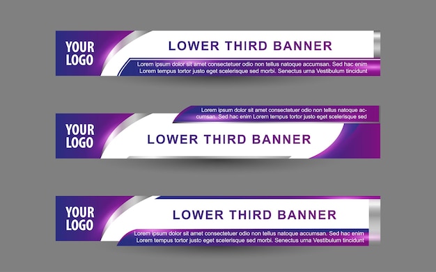 Stel banners en lagere derden in voor nieuwszender met paarse en witte kleur