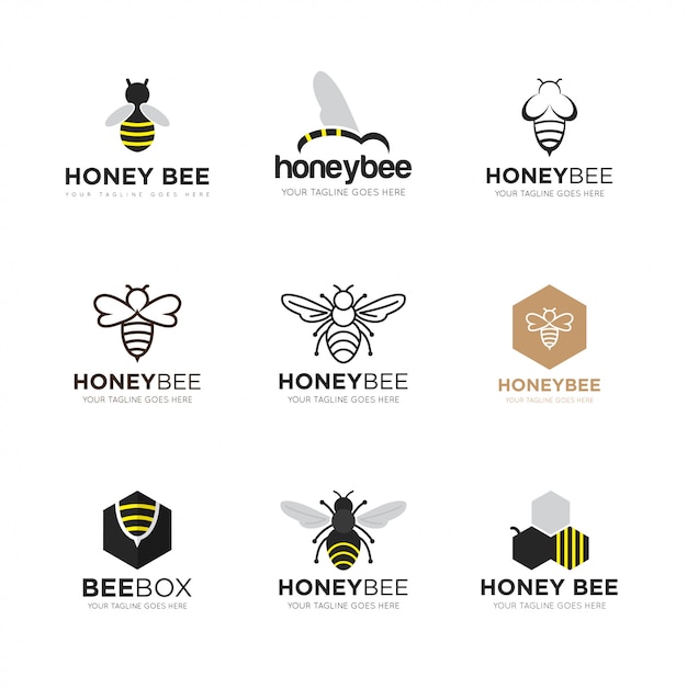 Vector stel bee logo vectorillustratie