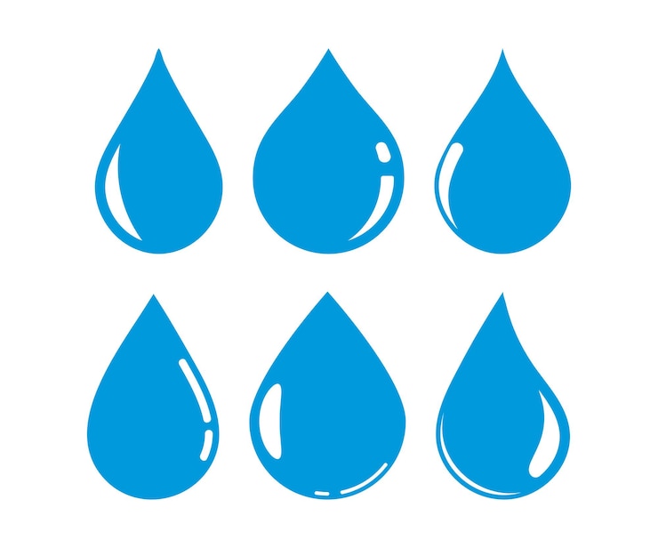 Vector stel blauwe waterdruppel pictogrammen in. vector illustratie