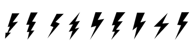 Stel bliksemschicht Thunderbolt pictogram Thundershock zigzag pijl Vector in