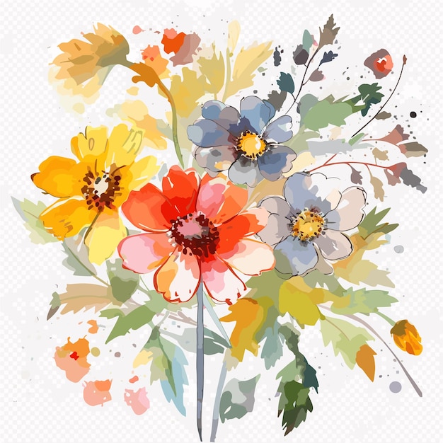 stel bloemen in en laat schilderen aquarel bloemen illustratie Waterverfstijl