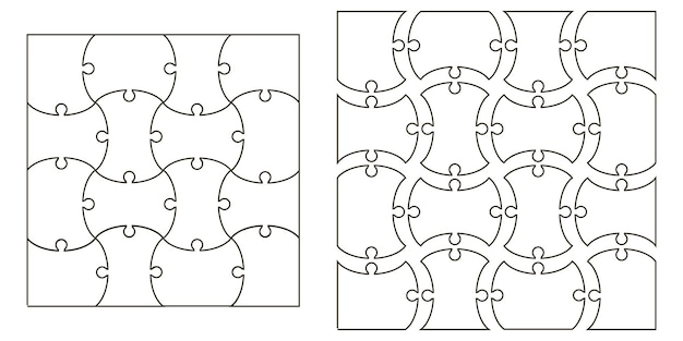 Stel de sjabloon van Puzzle Pieces vector set in voor het maken van een complexe afbeelding van puzzelstukjes die van toepassing is op verschillende concepten