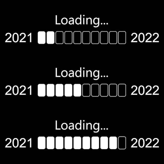 Stel de voortgangsbalk in die het laden van de 2022-vector laat zien. van 2021 tot 2022 jaar. vector