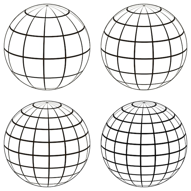 Vector stel een 3d-bolbolmodel van de aardbol in met een coördinatenraster