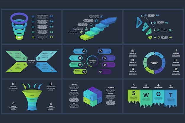Stel een creatief concept voor infografie met stappen, onderdelen of processen in. Template voor web op een achtergrond