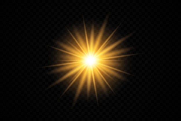 Stel een gloedlichteffect in met witte vonken en gouden sterren schijnen met speciaal licht Wit gloeiend licht Sterlicht van de stralen De zon is verlicht Heldere mooie ster Zonlicht EPS10