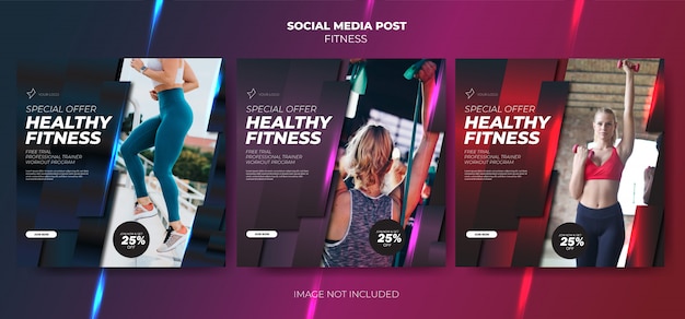 Vector stel fitness workout social media template feed in