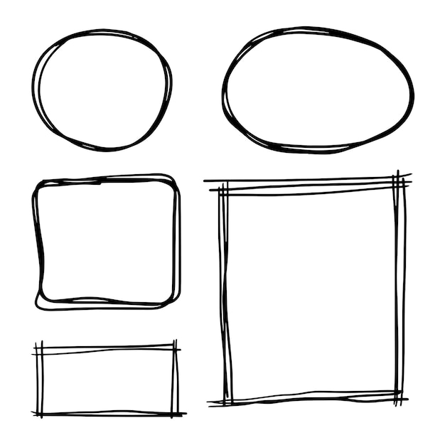 Stel frame en cirkel doodle in voor ontwerpreferentie