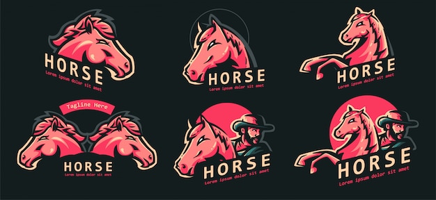 Stel horse cowboy logo in