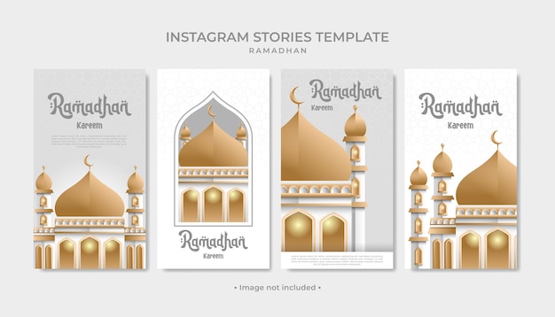 Stel ig verhalen sjabloon ramadhan in met moskeebeeld