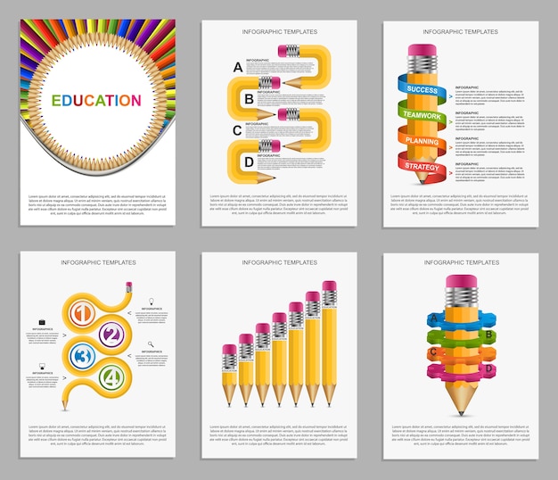 Vector stel infographics in voor educatieve brochures en presentaties.