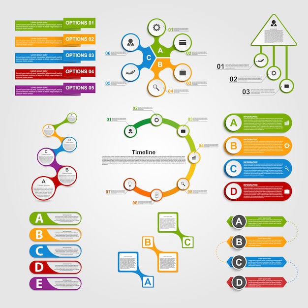 Stel kleurrijke infographicselementen in.