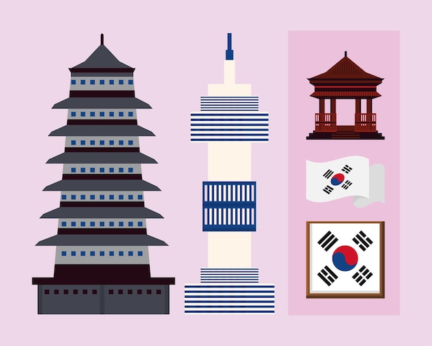 Vector stel korea landcultuur in