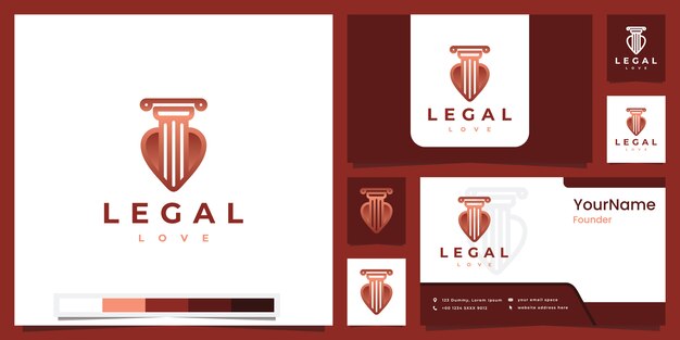 Stel logo juridische liefde in met inspiratie voor logo-ontwerp in kleurversie