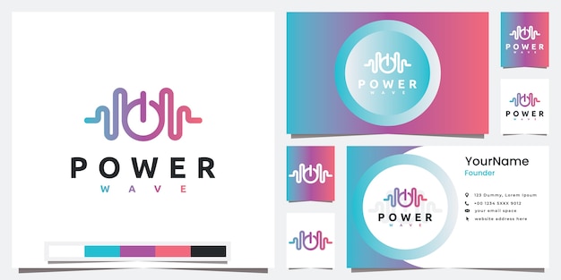 Stel logo technologie power wave lijn art stijl logo ontwerp inspiratie