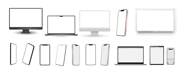 Stel mockups in van technologische apparaten met een leeg display