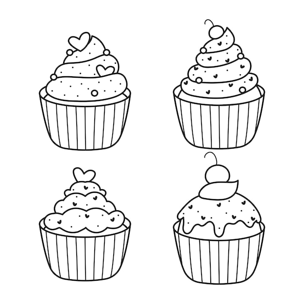 Stel muffin vectorillustratie in