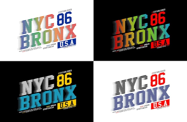 Stel NYC Bronx typografie vector t-shirt ontwerp in