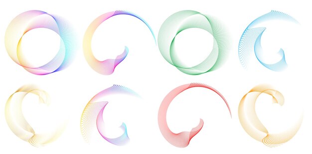 Stel ontwerp element cirkel geïsoleerde vet vector kleuren gouden ring van Abstracte gloed golvende strepen van vele glinsterende draaikolk gemaakt met behulp van Blend Tool Vector illustratie EPS10 voor uw presentatie