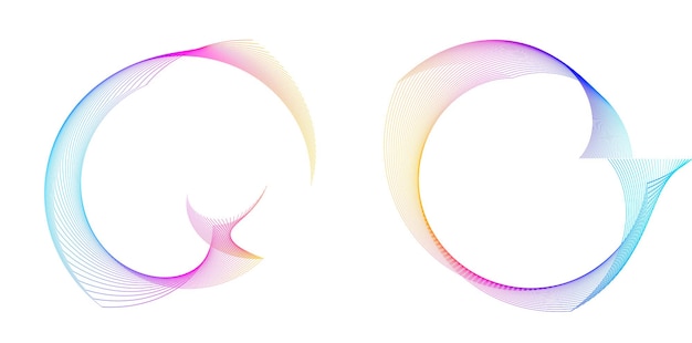 Stel ontwerp element cirkel geïsoleerde vet vector kleuren gouden ring van Abstracte gloed golvende strepen van vele glinsterende draaikolk gemaakt met behulp van Blend Tool Vector illustratie EPS10 voor uw presentatie