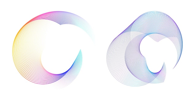 Stel ontwerp element cirkel geïsoleerde vet vector kleuren gouden ring van Abstracte gloed golvende strepen van vele glinsterende draaikolk gemaakt met behulp van Blend Tool Vector illustratie EPS10 voor uw presentatie