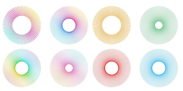 Stel ontwerp element cirkel geïsoleerde vet vector kleuren gouden ring van Abstracte gloed golvende strepen van vele glinsterende draaikolk gemaakt met behulp van Blend Tool Vector illustratie EPS10 voor uw presentatie