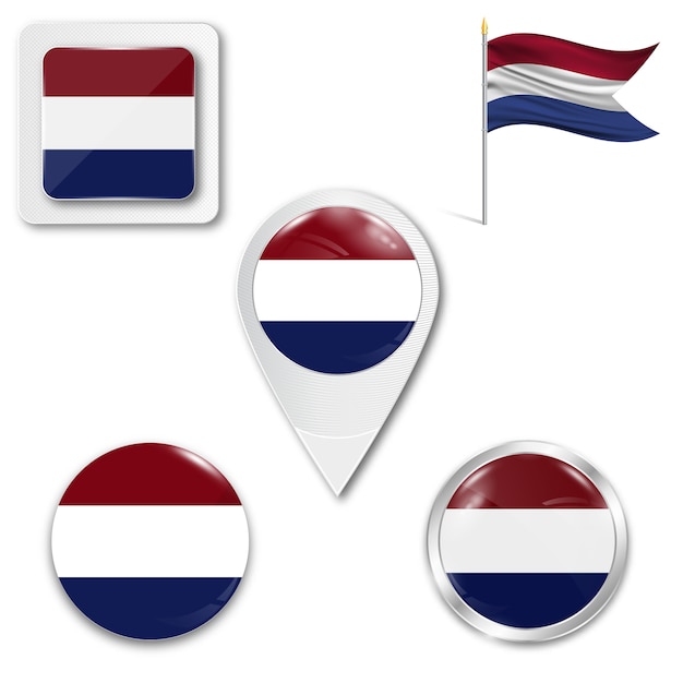 Stel pictogrammen nationale vlag van Nederland