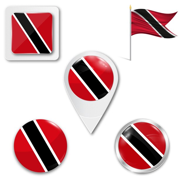 Stel pictogrammen nationale vlag van Trinidad en Tobago