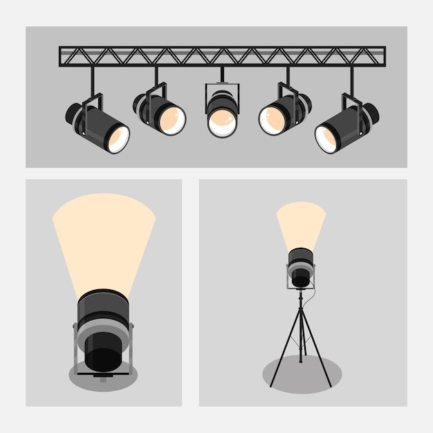 Stel pictogrammen spotlights in