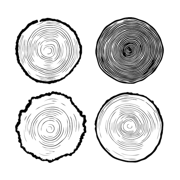 Vector stel ringen van topografische lijn kaart cirkelvormige boom ringen vector