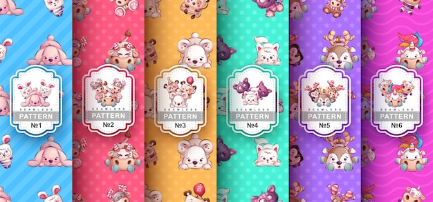 Stel schattige dieren - naadloos patroon