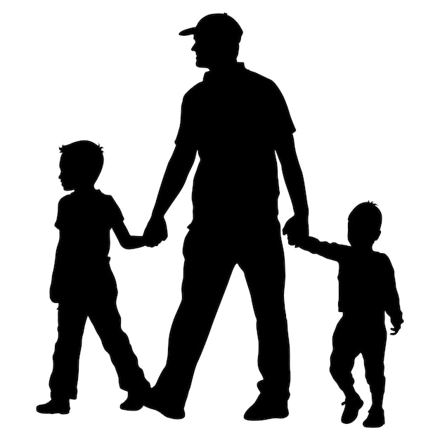 Stel silhouet van gelukkige familie op een witte achtergrond vector illustratie