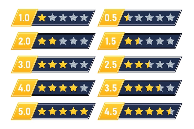 Stel sterren beoordeling beoordeling pictogram symbool kwaliteit service klanten feedback star tarief sjabloonontwerp