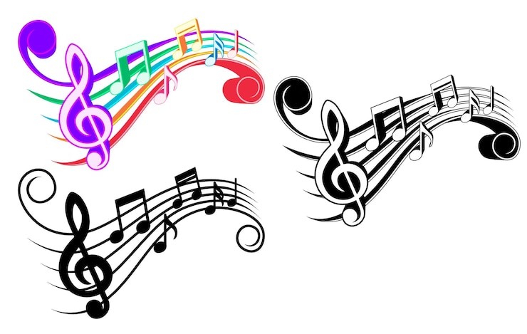 Vector stel trendy muzieknoten geluidsgolven icoon vector illustratie