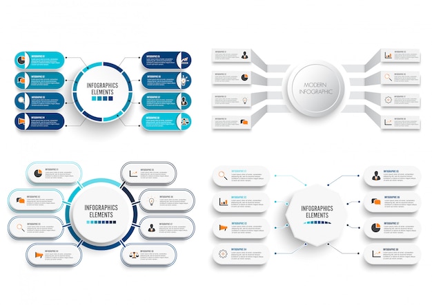 Stel vector infographic met 3d-papier label.