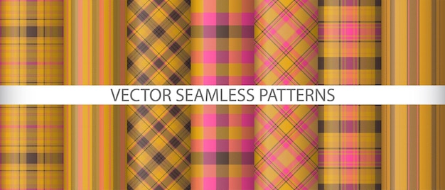Stel vector tartan patroon achtergrond check textiel textuur stof plaid naadloos