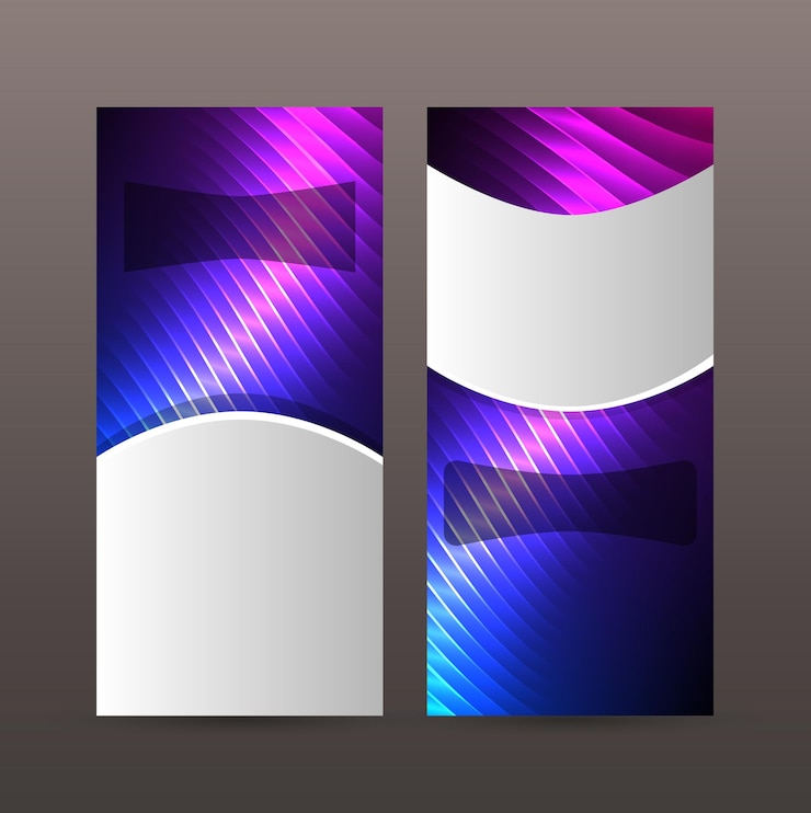 Vector stel verticale banner achtergrond blauw paars neon effect06 in