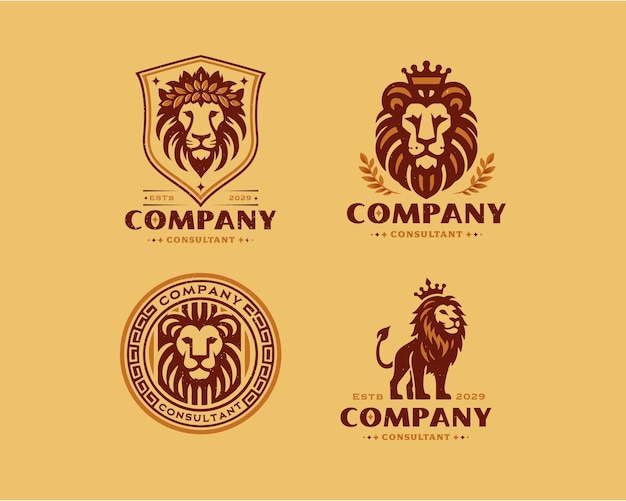 Stel vintage koning leeuw logo bundel sjabloon voor zakelijke zaken